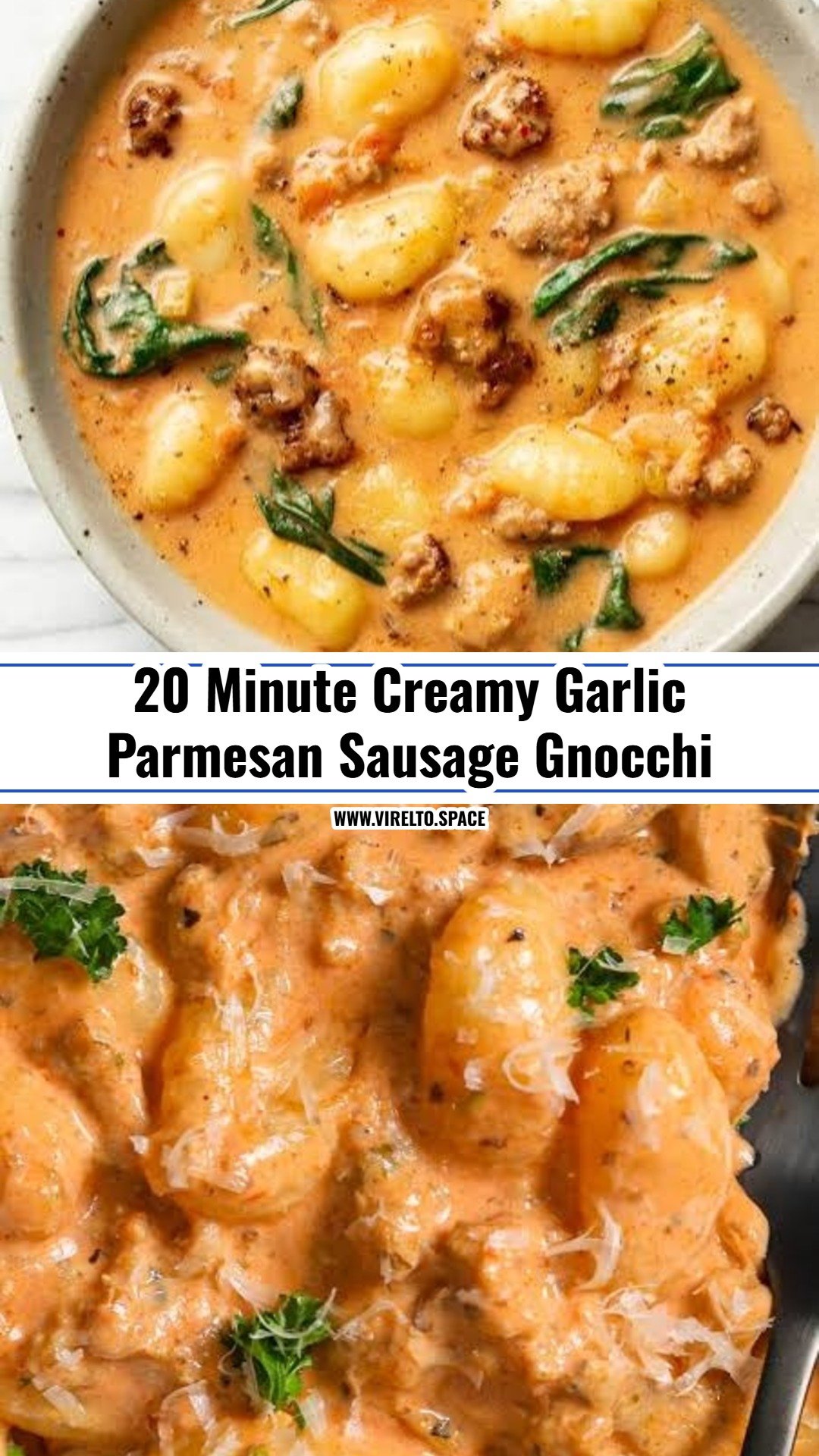 Easy Creamy Garlic Parmesan Sausage and Gnocchi