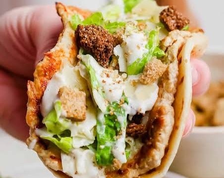 15 Minute Crispy Smash Chicken Caesar Tacos suggested serving