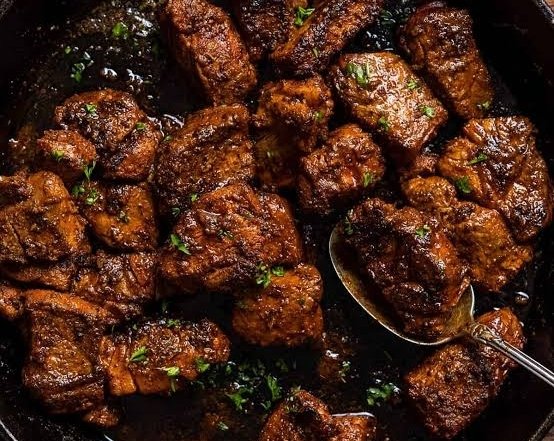 Garlic Butter Steak Bites That Melt In Your Mouth top view