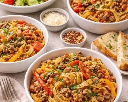 The Best Italian Drunken Noodles Recipe top view