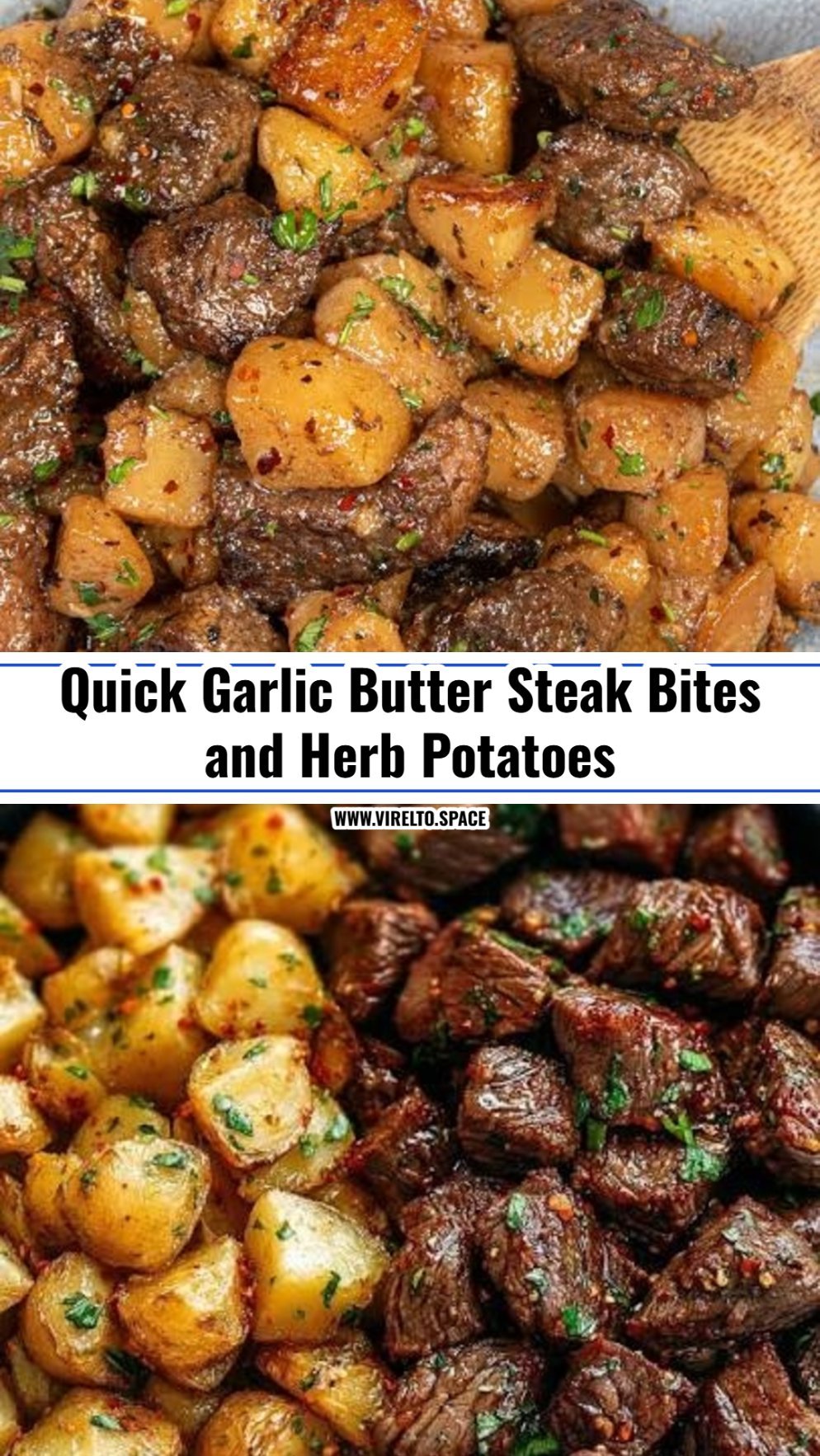 Viral Garlic Butter Steak Bites and Crispy Potatoes
